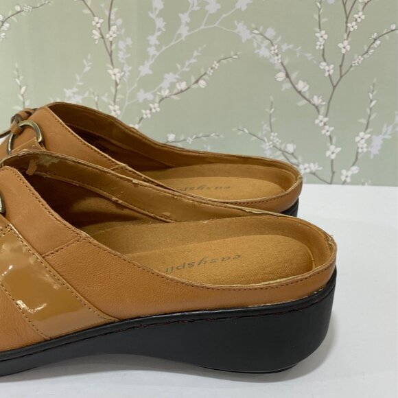 easySpirit Damaras leather Mules NWOT Caramel colored Women S 8.5 Gold accents - Picture 5 of 11